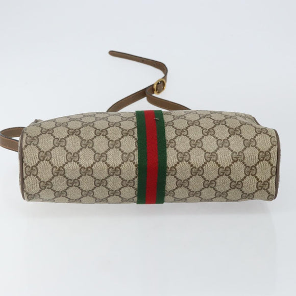 GUCCI GG Supreme Web Sherry Line Bag PVC Beige Gold 89 02 017 Auth 143775