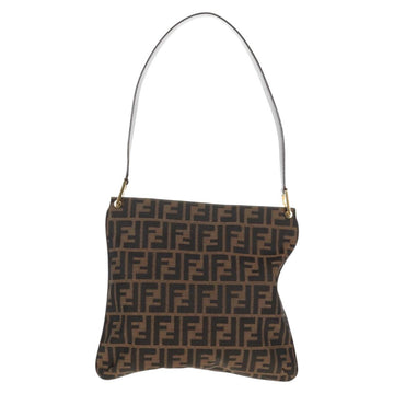 FENDI Zucca Canvas Shoulder Bag Black Brown Auth 143776V - 0