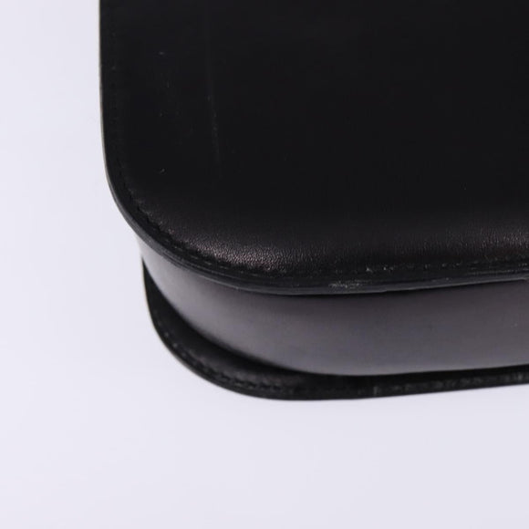 CELINE Horsebit Shoulder Bag Leather Black Gold Auth 143778