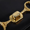 CELINE Horsebit Shoulder Bag Leather Black Gold Auth 143778-14