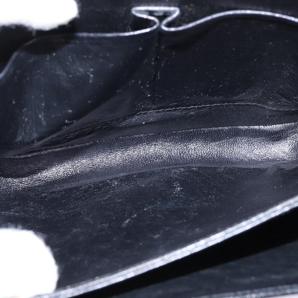 CELINE Horsebit Shoulder Bag Leather Black Gold Auth 143778