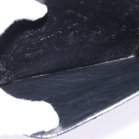 CELINE Horsebit Shoulder Bag Leather Black Gold Auth 143778