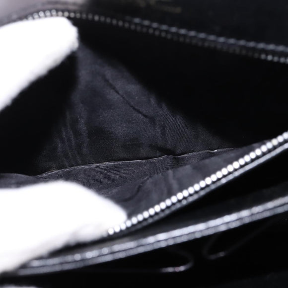 CELINE Horsebit Shoulder Bag Leather Black Gold Auth 143778