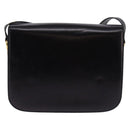 CELINE Horsebit Shoulder Bag Leather Black Gold Auth 143778-3