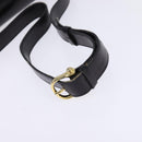CELINE Horsebit Shoulder Bag Leather Black Gold Auth 143778-7