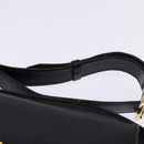 CELINE Horsebit Shoulder Bag Leather Black Gold Auth 143778-8