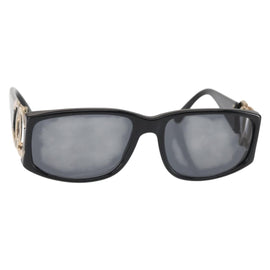 CHANEL COCO Mark Sunglasses Plastic Black CC Auth 143784