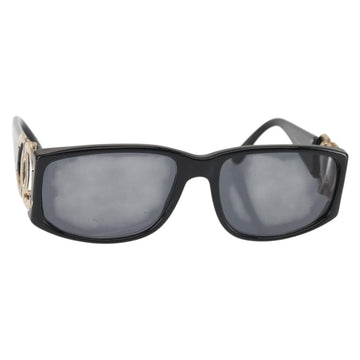 CHANEL COCO Mark Sunglasses Plastic Black CC Auth 143784