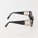 CHANEL COCO Mark Sunglasses Plastic Black CC Auth 143784-4