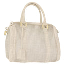 FENDI Mesh Boston Bag Nylon Ivory Silver Auth 143789-1