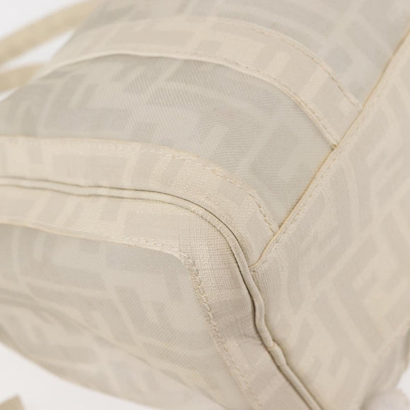 FENDI Mesh Boston Bag Nylon Ivory Silver Auth 143789