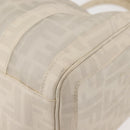 FENDI Mesh Boston Bag Nylon Ivory Silver Auth 143789-13