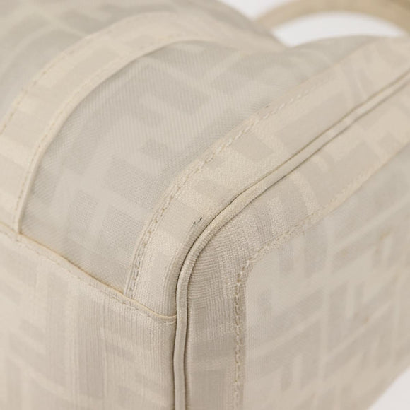 FENDI Mesh Boston Bag Nylon Ivory Silver Auth 143789