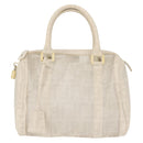 FENDI Mesh Boston Bag Nylon Ivory Silver Auth 143789-2