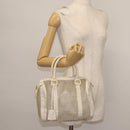 FENDI Mesh Boston Bag Nylon Ivory Silver Auth 143789-20