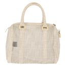 FENDI Mesh Boston Bag Nylon Ivory Silver Auth 143789-3
