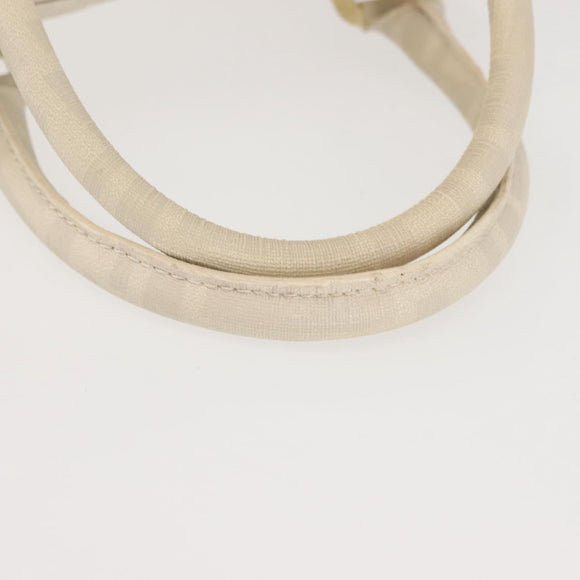 FENDI Mesh Boston Bag Nylon Ivory Silver Auth 143789