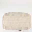 FENDI Mesh Boston Bag Nylon Ivory Silver Auth 143789-9