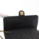 CHANEL Chain Shoulder Bag Lamb Skin Black Gold CC Auth 143810-19