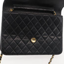 CHANEL Chain Shoulder Bag Lamb Skin Black Gold CC Auth 143810-16