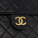CHANEL Chain Shoulder Bag Lamb Skin Black Gold CC Auth 143810-9