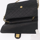CHANEL Chain Shoulder Bag Lamb Skin Black Gold CC Auth 143810-21