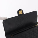 CHANEL Chain Shoulder Bag Lamb Skin Black Gold CC Auth 143810-10