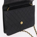 CHANEL Chain Shoulder Bag Lamb Skin Black Gold CC Auth 143810-23