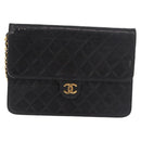 CHANEL Chain Shoulder Bag Lamb Skin Black Gold CC Auth 143810-13