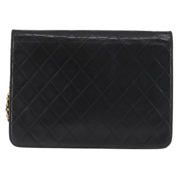 CHANEL Chain Shoulder Bag Lamb Skin Black Gold CC Auth 143810 - 0