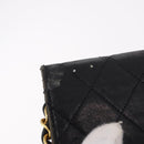 CHANEL Chain Shoulder Bag Lamb Skin Black Gold CC Auth 143810-3