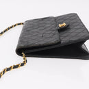 CHANEL Chain Shoulder Bag Lamb Skin Black Gold CC Auth 143810-7