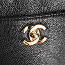 CHANEL Chain Hand Bag Caviar Skin Black Gold CC Auth 143812V-15