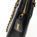 CHANEL Chain Hand Bag Caviar Skin Black Gold CC Auth 143812V-16