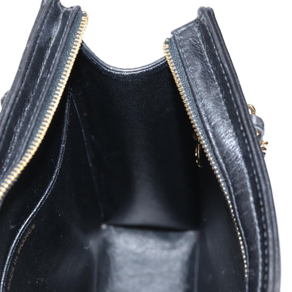 CHANEL Chain Hand Bag Caviar Skin Black Gold CC Auth 143812V