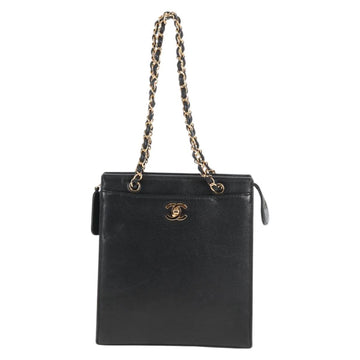 CHANEL Chain Hand Bag Caviar Skin Black Gold CC Auth 143812V - 0