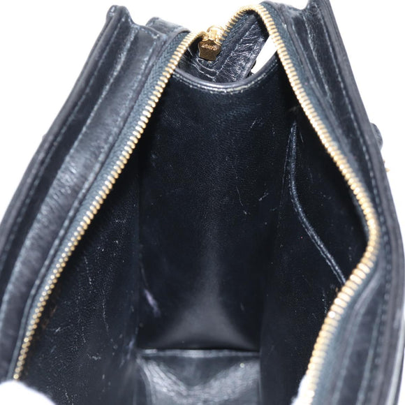 CHANEL Chain Hand Bag Caviar Skin Black Gold CC Auth 143812V