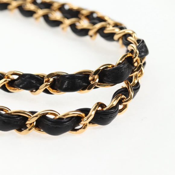 CHANEL Chain Hand Bag Caviar Skin Black Gold CC Auth 143812V