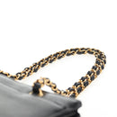 CHANEL Chain Hand Bag Caviar Skin Black Gold CC Auth 143812V-9