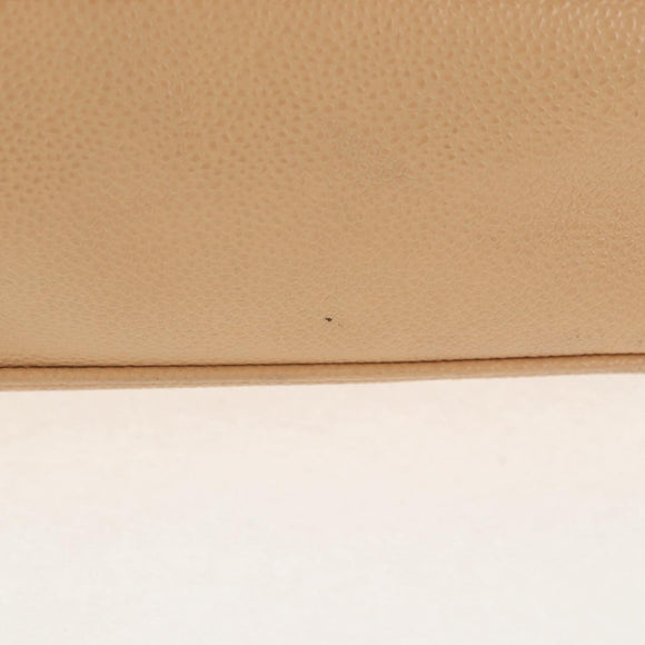 CHANEL COCO Mark Tote Bag Caviar Skin Beige Gold CC Auth 143815V