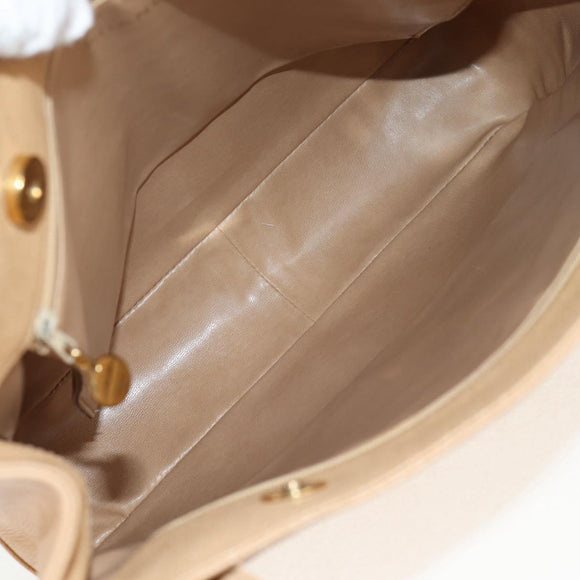 CHANEL COCO Mark Tote Bag Caviar Skin Beige Gold CC Auth 143815V