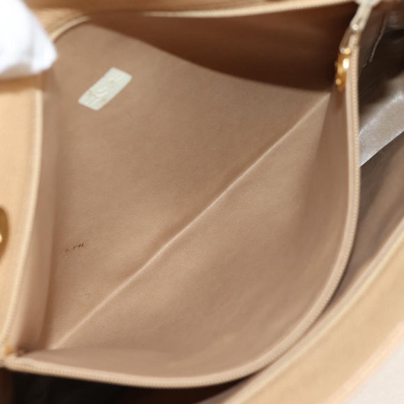 CHANEL COCO Mark Tote Bag Caviar Skin Beige Gold CC Auth 143815V