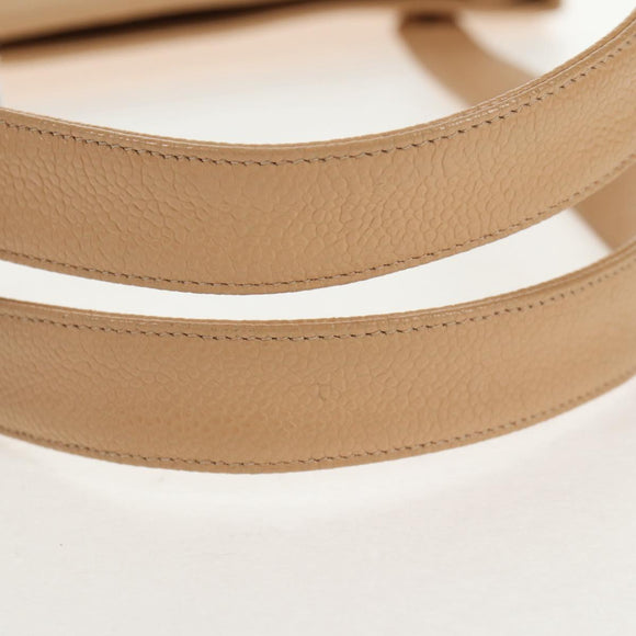 CHANEL COCO Mark Tote Bag Caviar Skin Beige Gold CC Auth 143815V