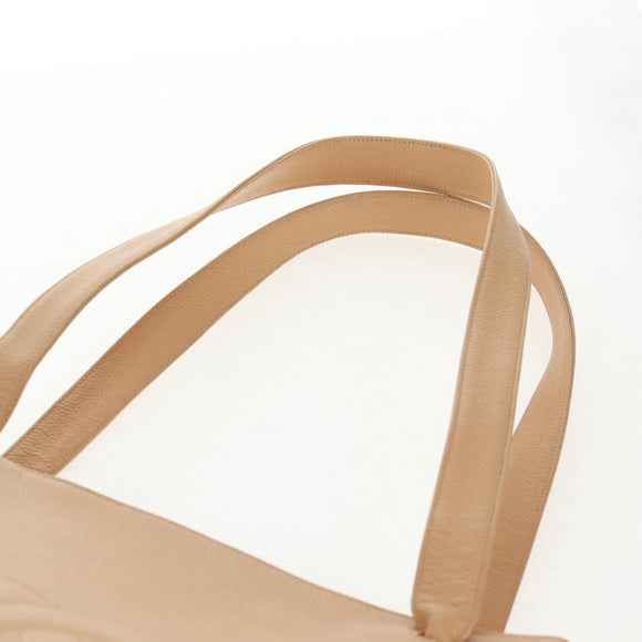 CHANEL COCO Mark Tote Bag Caviar Skin Beige Gold CC Auth 143815V