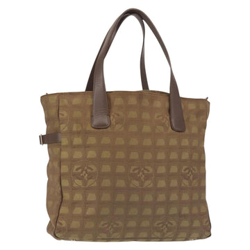 CHANEL New Travel Line Tote Bag Nylon Khaki CC Auth 143817
