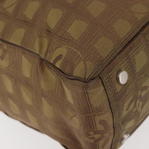 CHANEL New Travel Line Tote Bag Nylon Khaki CC Auth 143817
