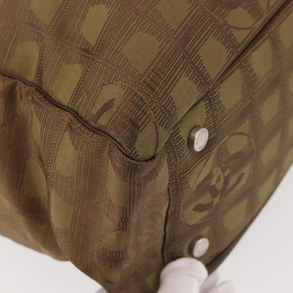 CHANEL New Travel Line Tote Bag Nylon Khaki CC Auth 143817