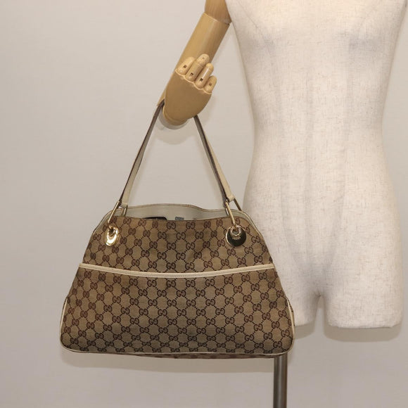 GUCCI GG Canvas Tote Bag Beige Gold 121023 Auth 143818