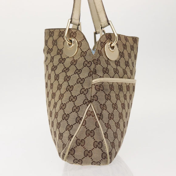 GUCCI GG Canvas Tote Bag Beige Gold 121023 Auth 143818