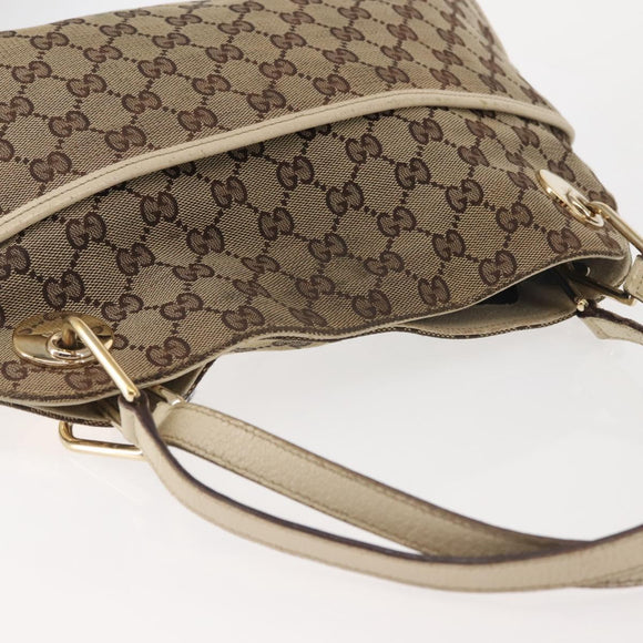 GUCCI GG Canvas Tote Bag Beige Gold 121023 Auth 143818
